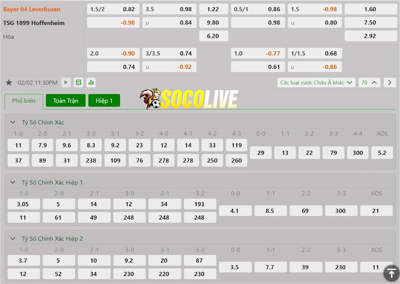 Soi kèo Leverkusen vs Hoffenheim 02/02/2025 – Tỷ lệ kèo Soi kèo Leverkusen vs Hoffenheim 02/02/2025 – Tỷ lệ kèo
